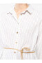 Gömlek Yaka Çizgili Uzun Kollu Pamuklu Kadın Tunik