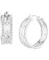 Crystal Chain Link Motif Small Hoop Earrings in Sterling Silver, 0.81"