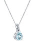 ფოტო #2 პროდუქტის Aquamarine (3/4 ct. t.w.) & Diamond Accent 18" Pendant Necklace in 14k White Gold