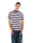 Фото #1 товара Dickies rivergrove striped t-shirt in plum and white