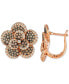 ფოტო #2 პროდუქტის Chocolate Diamond & Nude Diamond Flower Statement Earrings (2-5/8 ct. t.w.) in 14k Rose Gold