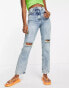 Фото #1 товара COLLUSION x005 straight leg jeans with bleach detail in blue