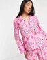 Фото #8 товара ASOS DESIGN modal floral shirt & trouser pyjama set in pink