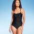Фото #1 товара Women's Full Coverage Shirred Front One Piece Swimsuit - Kona Sol Black XL