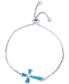 ფოტო #1 პროდუქტის Lab-Created Blue Opal Cross Bolo Bracelet in Sterling Silver