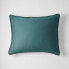 Фото #6 товара Full/Queen Textured Chambray Cotton Duvet Cover & Sham Set Dark Teal Blue -