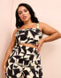 ASOS LUXE Curve co-ord tailored bralet in black and white geometric print 50 - фото #2