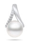 Elegant silver pendant with real pearl and zircons PT101W