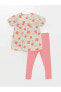 Фото #1 товара LCW baby Kare Yaka Kısa Kollu Çiçekli Kız Bebek Bluz ve Tayt 2'li Takım BayQ
