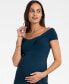 Фото #6 товара Women's Off-The-Shoulder Knitted Maternity Dress