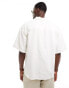 Jack & Jones boxy textured heavy weight shirt in white