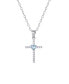 Фото #2 товара Giani Bernini gianni Bernini Cubic Zirconia and Heart Glass Cross Pendant Necklace (0.70 ct. t.w.) in Sterling Silver