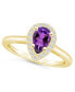 Amethyst (7/8 ct. t.w.) and Diamond (1/5 ct. t.w.) Halo Ring in 14K Yellow Gold