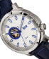 ფოტო #2 პროდუქტის Bauer Automatic Semi Skeleton Black or Blue or Brown Genuine Leather Band Watch, 44mm
