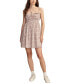 Фото #1 товара Women's Printed Sweetheart-Neck Smocked Cotton Mini Dress