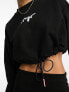 Фото #3 товара HUGO Delive cropped sweatshirt in black with drawstring detail