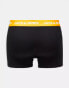 Jack & Jones 3 pack trunks in black with coloured waistbands