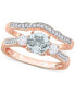 Aquamarine (5/8 ct. t.w.) & Lab-Grown White Sapphire (1/3 ct. t.w.) Bridal Set in 10k Rose Gold