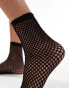 Pretty Polly fishnet anklet socks in black