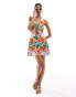 Miss Selfridge halterneck dress in tropical print