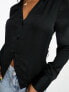 Monki textured shirt in black