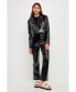 Фото #1 товара Women's Shiny Faux Leather Cropped Jacket
