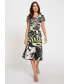Фото #6 товара Women's Short Sleeve Abstract Palm Print Dress
