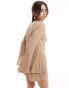 Фото #4 товара 4th & Reckless lanai crinkle long sleeve tie front beach shirt co-ord in beige