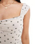 Фото #3 товара ASOS DESIGN milkmaid mesh short sleeve top in white based polka dot