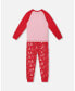 Big Girls Organic Cotton Two Piece Pajama Set Red Printed Christmas Tree