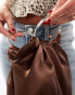 Фото #2 товара Mango satin bag with silver handle in brown