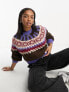 Фото #1 товара Urban Revivo fairisle cropped jumper in brown multi