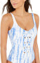 Фото #3 товара Michael Michael Kors 283905 Tie-Dye Daydream Lace-Up One-Piece Swimsuit, Size 12