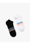 Фото #4 товара 2'li Patik Çorap Seti Şerit Detaylı Çok Renkli