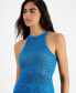 Women's Amber Metallic Halter Sleeveless Knit Top Winter Blue Multi, M - фото #3