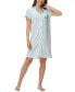 Women's Printed Notch Collar Short Sleeve with Ruffle Sleepshirt Nightgown