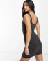 Фото #2 товара Miss Selfridge corset seamed bodycon dress in black