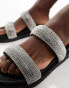 French Connection double strap footbed sandals in silver