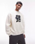 Фото #1 товара Topman oversized fit sweatshirt with abstract flower print in ecru