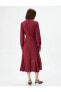 Фото #4 товара Midi Kloş Elbise Anvelop Fırfırlı Beli Bağlamalı Uzun Kollu