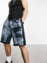 Фото #4 товара ASOS DESIGN oversized shorts in denim blue tie dye