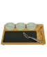 Deluxe Bamboo, Slate Cheese Board, 3 Bowls, Multifunction Knife