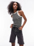 Topshop stripe racer vest in mono