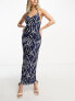 Фото #4 товара 4th & Reckless elli sheer maxi summer dress in navy zebra print