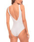 Women's Lace Overlay Ring V Neck One Piece Swimsuit