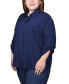 Фото #4 товара Plus Size 3/4 Sleeve Roll Tab Blouse