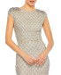 ფოტო #3 პროდუქტის Women's Embellished Crystal Cap Sleeve Column Gown