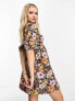 Фото #2 товара Miss Selfridge babydoll smock dress in retro tropical print