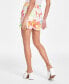 Фото #2 товара Women's Floral-Print Linen Blend Shorts, Created for Macy's