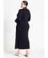 Фото #2 товара Plus Size Ribbed Sweater Dress With Collar - 26/28, Black Onyx